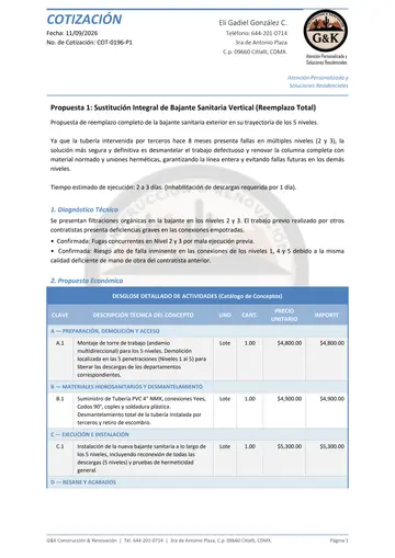 Propuesta de orden de cambio COT-0196 con trazabilidad documental a 300 DPI