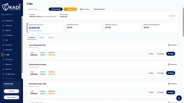 Control de caja, cortes y movimientos financieros
