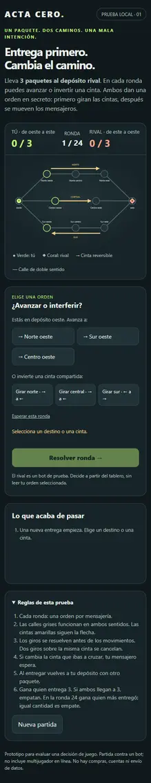 Prototipo móvil inicial de Réquiem: Acta Cero.