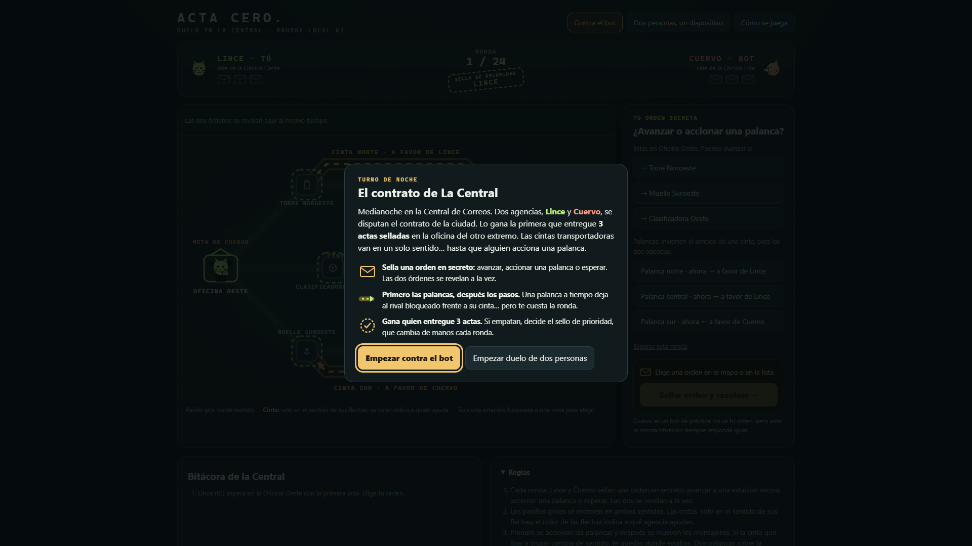 Tablero táctico de Réquiem: Acta Cero.