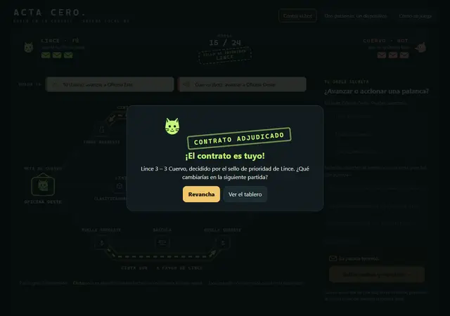 Resolución de partida en modalidad contra autómata táctico