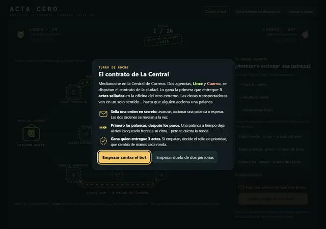Pantalla de introducción y selección de modalidad en Réquiem: Acta Cero.
