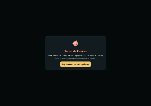 Interfaz de transición de turno con reserva de información entre jugadores