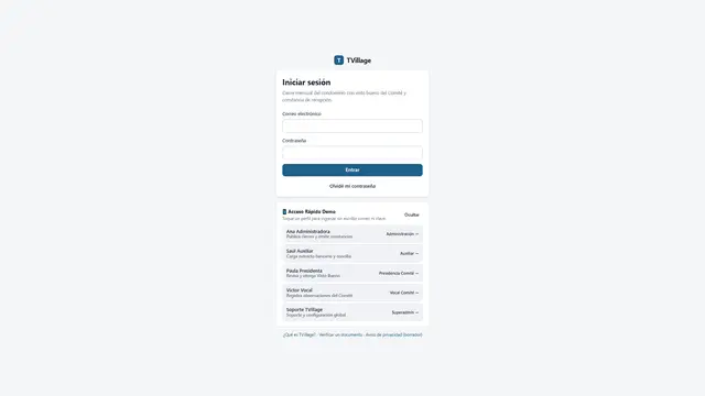 Tablero de cierre mensual y administración de condominios en TVillage