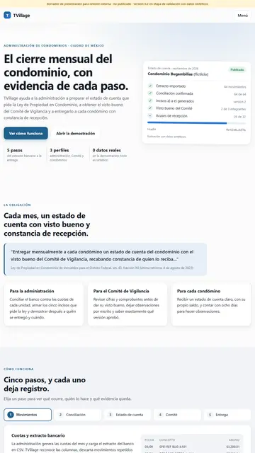 Vista móvil de estado de cuenta y acuse de recibo para condóminos